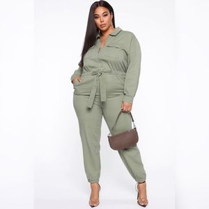 On Duty Jumpsuit - Olive size 3X